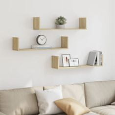 Vidaxl Stenska polica 3 kosi sonoma hrast 80x18x18 cm inženirski les