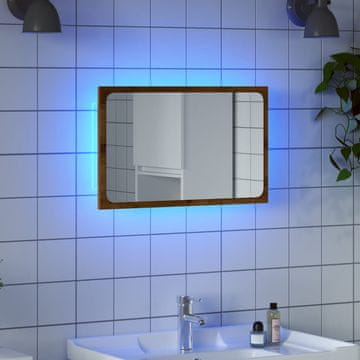 Vidaxl vidaXL Kopalniško ogledalo z LED-lučjo, umetniški hrast, 60 x 8,5 x 38 cm