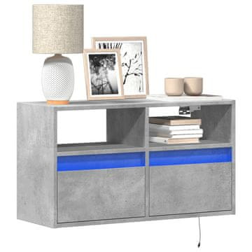 Vidaxl vidaXL Stenska TV omarica z LED svetlobo betonsko siva 80x31x45 cm