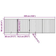 Vidaxl Ograda za pse z vrati zložljiva 4 paneli rjava 320cm topolovina