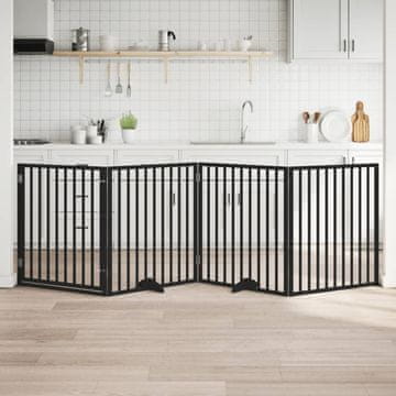 Vidaxl vidaXL Zložljiva pasja vrata z vrati 4 paneli črne barve 320 cm