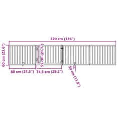 Vidaxl Ograda za pse z vrati zložljiva 4 paneli bela 320 cm topolovina