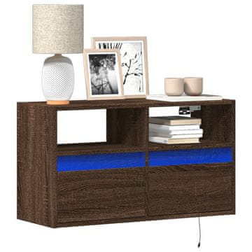 Vidaxl vidaXL Stenska TV omarica z LED osvetlitvijo, rjav hrast, 80x31x45 cm