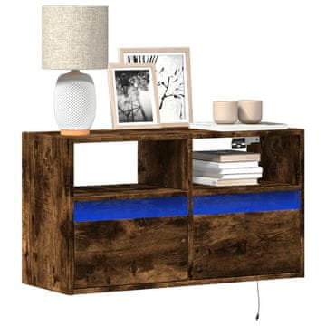 Vidaxl vidaXL Stenska TV omarica z LED osvetlitvijo dimljen hrast 80x31x45 cm