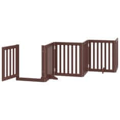 Vidaxl Ograda za pse z vrati zložljiva 9 panelov rjava 450 cm les