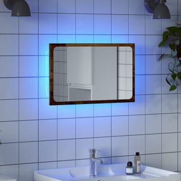 Vidaxl vidaXL Kopalniško ogledalo z LED-lučjo, starinski les, 60 x 8,5 x 38 cm