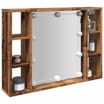 Vidaxl vidaXL Omarica z ogledalom in LED diodo, videz starinskega lesa, 76x15x55 cm