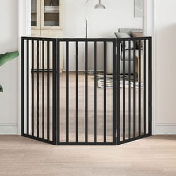 Vidaxl vidaXL Zložljiva pasja vrata, 3 paneli, črna, 150 cm