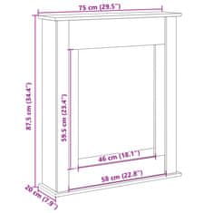 Vidaxl Okvir za kamin črn 75x20x87,5 cm inženirski les