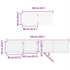 Vidaxl Ograda za pse z vrati zložljiva 12 panelov bela 960 cm les