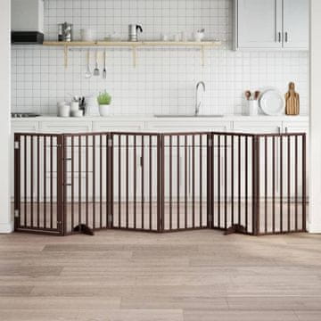 Vidaxl vidaXL Zložljiva pasja vrata z vrati 6 panelov rjava 300 cm