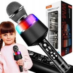 Dexxer USB aku. 1200mAh bluetooth SD karaoke mikrofon z zvočnikom RGB LED črn