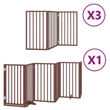 Vidaxl Ograda za pse z vrati zložljiva 15 panelov rjava 750 cm les