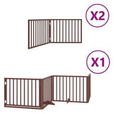 Vidaxl Ograda za pse z vrati zložljiva 8 panelov rjava 640 cm les
