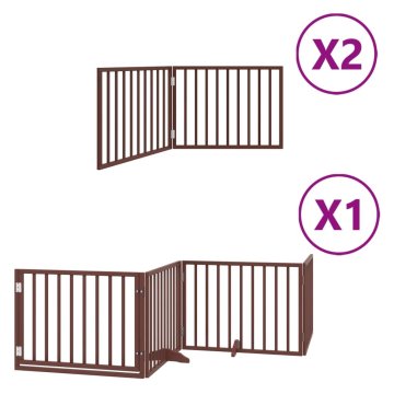 Vidaxl Ograda za pse z vrati zložljiva 8 panelov rjava 640 cm les
