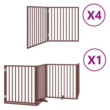 Vidaxl Ograda za pse z vrati zložljiva 12 panelov rjava 960 cm les