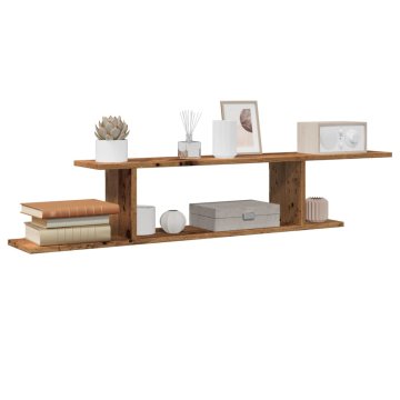 shumee vidaXL Stenska TV polica Old Wood 125x18x23 cm Inženirski les