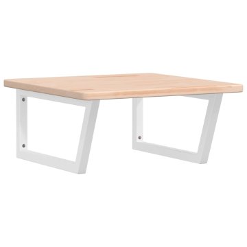 Vidaxl Stenska polica za umivalnik jeklo in trdna hrastovina