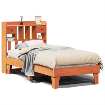 Vidaxl Posteljni okvir brez vzmetnice voščeno rjav 75x190 cm borovina