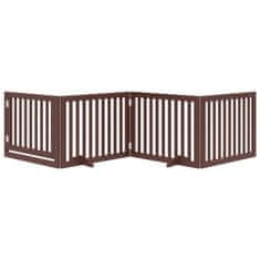 Vidaxl Ograda za pse z vrati zložljiva 4 paneli rjava 320cm topolovina