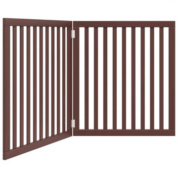 Vidaxl Vrata za pse zložljiva 2 panela rjava 160 cm topolovina
