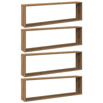 Vidaxl Stenske kockaste police 4 kosi artisan hrast 100x15x30 cm