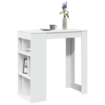 shumee vidaXL Barska miza s policami bela 102x50x103,5 cm inženirski les
