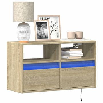 Vidaxl vidaXL Stenska TV omarica z LED zaslonom, hrast sonoma, 80x31x45 cm