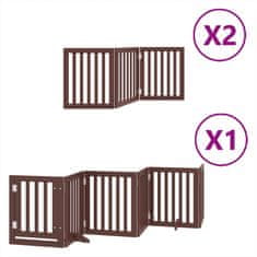 Vidaxl Ograda za pse z vrati zložljiva 12 panelov rjava 600 cm les