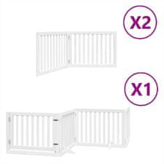 Vidaxl Ograda za pse z vrati zložljiva 8 panelov bela 640 cm les