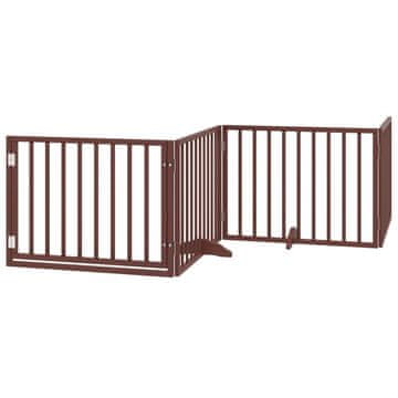 Vidaxl Pasja vrata z vrati, zložljiva, 4 panela, rjava, 320 cm, topolov les