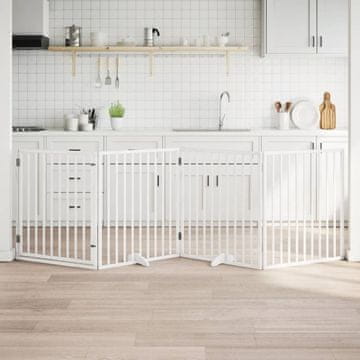 Vidaxl vidaXL Zložljiva pasja vrata z vrati 4 paneli bela 320 cm