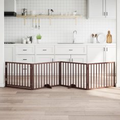 Vidaxl vidaXL Zložljiva pasja vrata z vrati 4 paneli rjave barve 320 cm