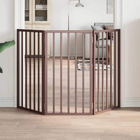 shumee vidaXL Vrata za pse zložljiva 3 paneli rjava 150 cm topolovina