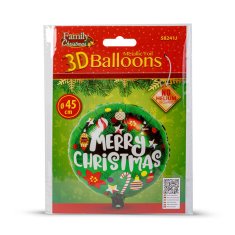 Family 3D Božični balon - alu folija - Merry Christmas - 45 cm