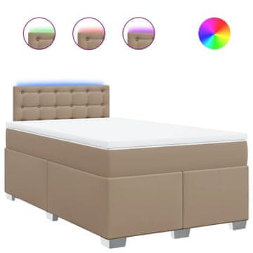 Vidaxl Box spring postelja z vzmetnico kapučino 120x190cm umetno usnje