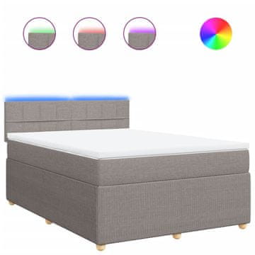 Vidaxl Box spring postelja z vzmetnico taupe 140x200 cm blago