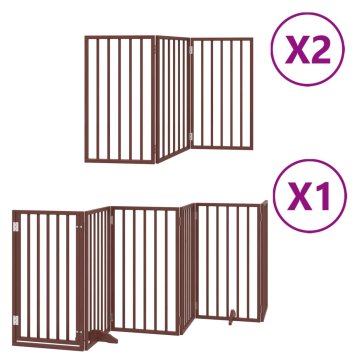 Vidaxl Ograda za pse z vrati zložljiva 12 panelov rjava 600 cm les