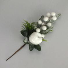 Rayher.	 Zasnežena vejica z belimi bunkicami in jabolkom, 25cm