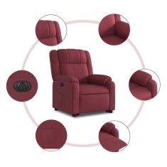 Vidaxl Električni naslanjač s funkcijo vstajanja vinsko rdeč