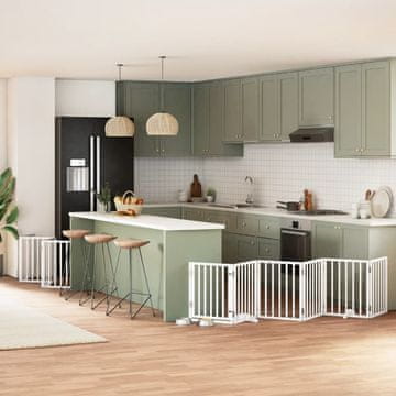 Vidaxl vidaXL Zložljiva pasja vrata z vrati 12 panelov bela 600 cm