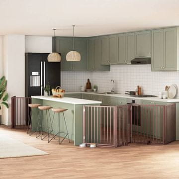 shumee vidaXL Ograda za pse z vrati zložljiva 6 panelov rjava 480 cm les