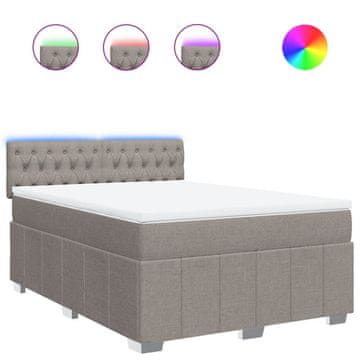 Vidaxl Box spring postelja z vzmetnico taupe 160x200 cm blago
