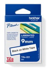 Brother TZe-221, 9 mm kartuša, bela/črna