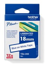 Brother TZE-243, belo-modra, 18 mm