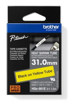 Brother HSE-661E - črni tisk na rumeni barvi, širina 31,0 mm