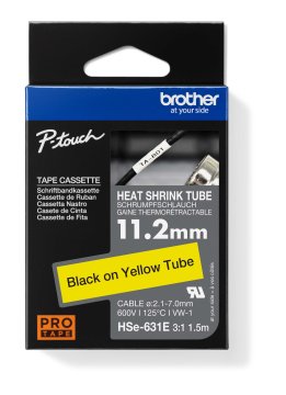 Brother HSE-631E - črni tisk na rumeni barvi, širina 11,2 mm