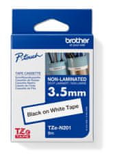 Brother TZE-N201, bela / črna (3,5 mm, 8 m, nelaminirana)