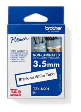 Brother TZE-N201, bela / črna (3,5 mm, 8 m, nelaminirana)