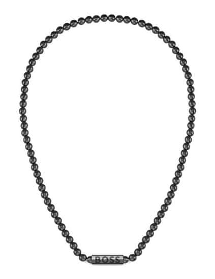 Hugo Boss Črna jeklena ogrlica s kroglicami 1580657